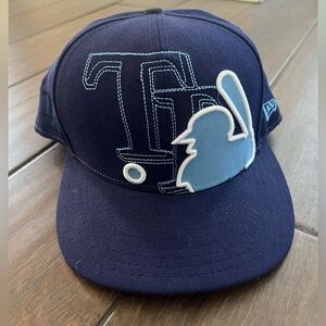 New Era 59Fifty Fitted 7 5/8 Tampa Bay Rays 7 5/8 Blue Baseball Cap Wool